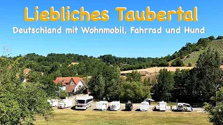 Roadtrip Wohnmobil Deutschland liebliches Taubertal mit Fahrrad und Hund