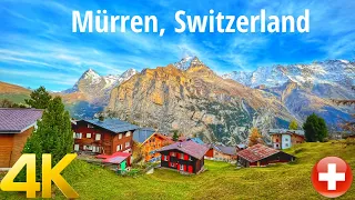 Walking tour in Mürren, Lauterbrunnen, Switzerland 4K 60fps - Incredibly Beautiful Swiss village