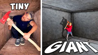 Tiny vs GIANT Unbreakable Boxes! *TRAPPED INSIDE CHALLENGE*