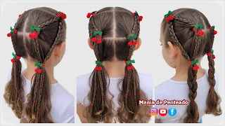 Penteado Escolar Fácil com Tranças e Maria Chiquinha | Easy School Hairstyle with Two Ponytails. 😍🥰