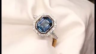 #61812 | Blue Topaz & Diamond Cluster Ring - Set in 18ct White Gold