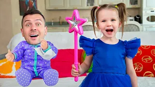 Five Kids Pretend Play with Toys and Dad + more Children's Songs and Videos