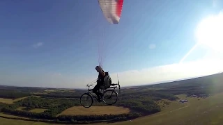 Flying Bicycle ! PPG max.eu Paraglider  Pilot Tamas Tardy