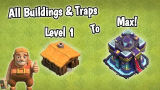 *Level 1 To Max* All Buildings and Traps || Clash of Clans