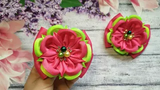 ЯРКИЕ БАНТИКИ ИЗ РЕПСОВОЙ ЛЕНТЫ 4 СМ! КАНЗАШИ / МАСТЕР КЛАСС / RIBBON BOWS / DIY