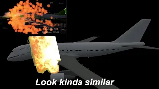 Boeing 747 explosion half split nose like green airlines flight 880 animation