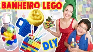 DIY LEGO! REFORMEI O BANHEIRO DO MEU IRMÃO SEM QUEBRAR NADA | Paula Stephânia