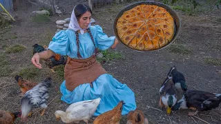 Daily Life in a Remote Mountain Village, Woman cooks Sochi Baklava for her family