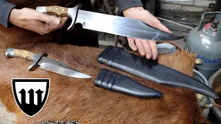 Making a stainless steel bowie knife set,  part 5,  making the scabbards.