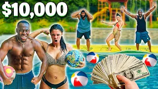 $10,000 DODGEBALL CHALLENGE!! (DON'T FALL IN THE POOL)