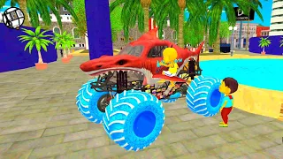 Upin bersama Fizi Naik Mobil Hiu Megalodon Monster , dikejar Polisi 🤣 Dunia Oyya