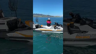 Kristy catches a huge fish off the ski! #seadoo #fishpro #fishprotrophy #20pound #jetskifishing #ski