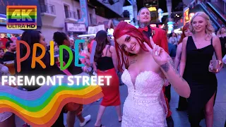 Fremont Street Las Vegas at night [4K] Pride Parade and walk