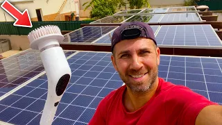 Limpar Paineis Solares com Escova Elétrica ! Solução Económica