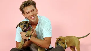 Austin Butler Plays With Puppies