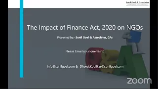 Webinar - Finance Act 2020 - Changes in Key Tax Provisions | Impact and way forward for NGOs