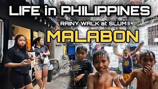 RAINY WALK at SLUM NARROW ALLEY in PARADISE VILLAGE TONSUYA MALABON METRO MANILA PHILIPPINES [4K] 🇵🇭
