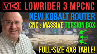 LowRider v3  DIY CNC w New Kobalt Router cuts massive torsion box fullsize CNC table for friend Chas