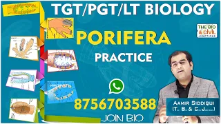UP TGT/PGT/LT/GIC/KVS/JSSC/CG BIOLOGY || PORIFERA PRACTICE (PAID CLASS) || By-Aamir Sir || TB&CJ