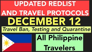 PHILIPPINES TRAVEL UPDATE | REDLIST AND TRAVEL PROTOCOLS AS OF DECEMBER 12, 2021