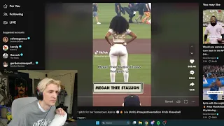 xQc reacts to Megan Thee Stallion throwing first pitch