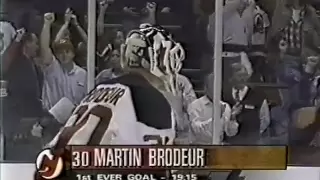 New Jersey Devils goalie Martin Brodeur scores his first NHL goal - Feed 2