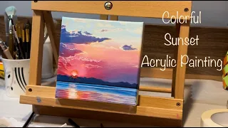 Sunset Acrylic Painting | Colorful Ocean Sunset Painting | Time-lapse | Seascape | Neha Vartak Art