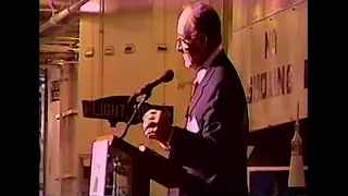 Edgar Mitchell speaks about our understanding of the universe aboard USS Hornet