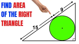 Calculate area of the right triangle | Green circle inscribed | Important Geometry skills explained
