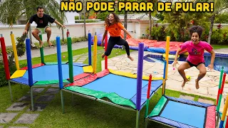 O ÚLTIMO A PARAR DE PULAR VENCE! - QUEM É MAIS RESISTENTE NA MANSÃO!? - MUITO DIFÍCIL!