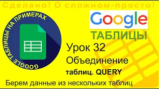 Google Таблицы. Урок 32. Подтягиваем данные из нескольких таблиц. Используем QUERY