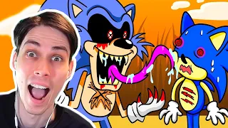 СОНИК.EXE VS САНКИ ! - SONIC.EXE vs. SUNKY?! Friday Night Funkin' Logic | Cartoon Animation Реакция