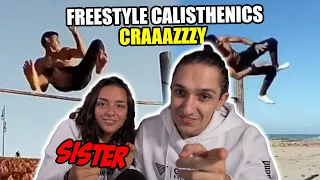 MY SISTER REACTING TO CRAZY FREESTYLE CALISTHENICS TRICKS