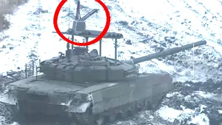 Protection of the Russian T-80 tank from drones, electronic warfare Sania