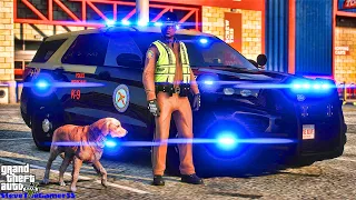 Playing GTA 5 As A POLICE OFFICER Highway K9 Patrol| FHP|| GTA 5 Lspdfr Mod| 4K