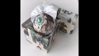 Бархатный шар на ёлку Сувенир в подарочной коробке – Ампир М