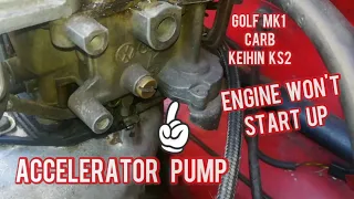 GOLF MK1 : Accelerator Pump Checking. Carburetor Keihin KS2 #carburetor #golfmk1 #vwgolf #vwfox