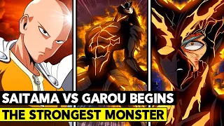 SAITAMA VS GAROU BEGINS! GAROU BECOMES THE STRONGEST MONSTER! - One Punch Man Chapter 154