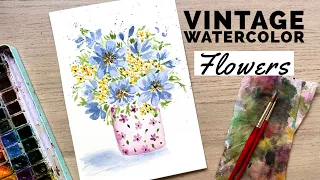 How to paint vintage watercolor flowers for beginners + comparison