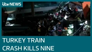 Train workers detained after Ankara crash leaves nine dead | ITV News