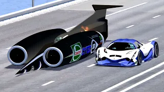 Devel Sixteen vs SSC Fastest Car In The World - Drag Race 20 KM