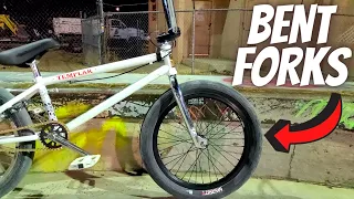 BMX HACK: Don't Like The Offset On Your Forks? Just BEND THEM! (don't actually do this)