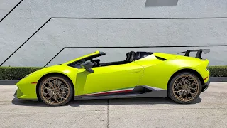 Lamborghini Huracan Performante Spyder LOUD ANGRY BULL Start up REV SOUND Drive at Lamborghini Miami