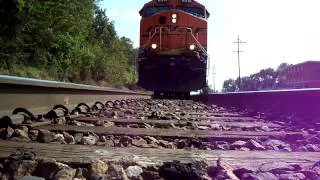 BNSF Coal Empty Accelerates over camera!