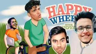 Indian Gamers React To HappyWheels! |rachitroo,HiteshKs,Mythpat,TechnoGamerz| FunnyMovements!