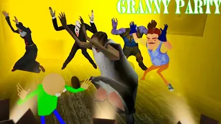 granny Party🥳 ||evil nun,baldi,thanos,hello neighbour,slenderman || granny party video