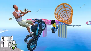 SHINCHAN AND FRANKLIN TRIED MOST DIFFICULT MEGA RAMP JUMP CHALLENGE IN GTA 5!
