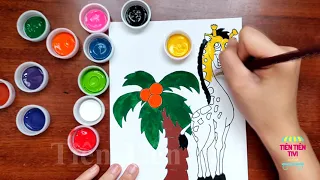 Cách tô màu Hươu cao cổ | How to color Giraffe | dạy bé tô màu #daybetomauconvat #huoucaoco #daybeto