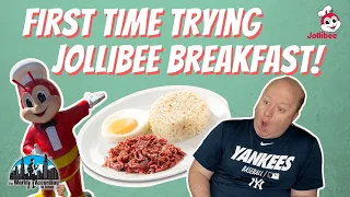 FIRST TIME Trying Jollibee BREAKFAST! Review of Filipino Breakfast Items from Jollibee!