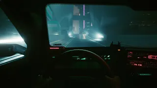 Cyberpunk 2077 Foggy and rainy driving at night